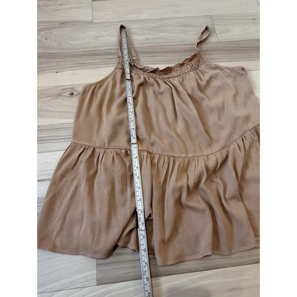 Torrid Women Brown Crinkle Gauze Crochet Tank Plus Adjustable Sz 1 Boho Festival - Picture 7 of 8